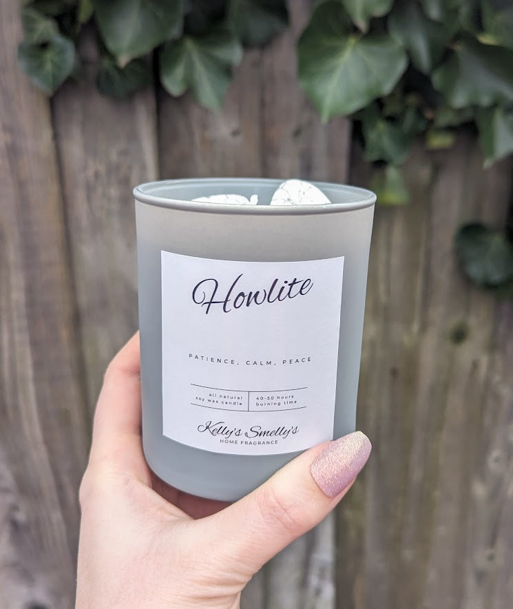 Howlite Crystal Candle