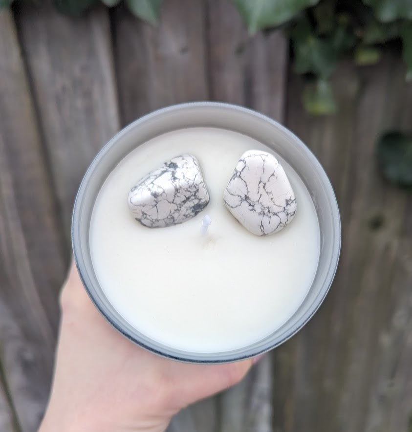 Howlite Crystal Candle