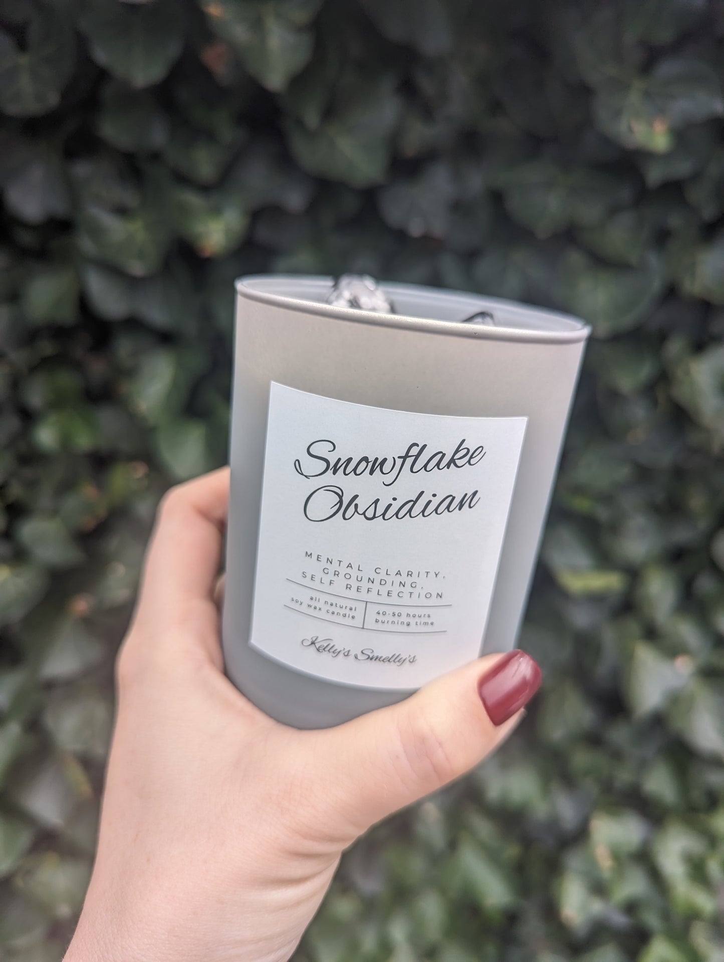 Snowflake Obsidian Crystal Candle