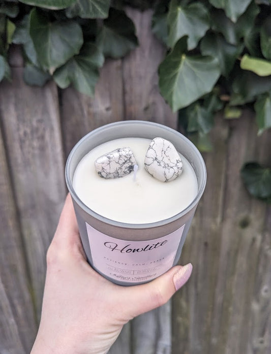 Howlite Crystal Candle